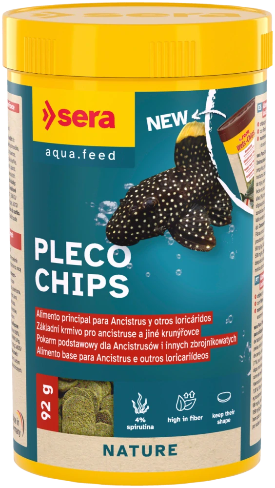 sera Pleco Chips – základné krmivo pre ancistrusy a pancierničkovité sumce 250ml
